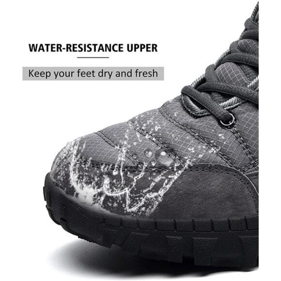 Men\'s Winter Waterproof Snow Boots With Fur Lined Anti Slip Lace